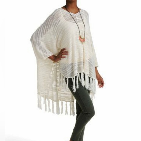 Free People Hooded Fringe Poncho XS/S - Picture 7 of 11